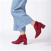 Wonders V Cut Pointed Block Heel Boot - Red Suede